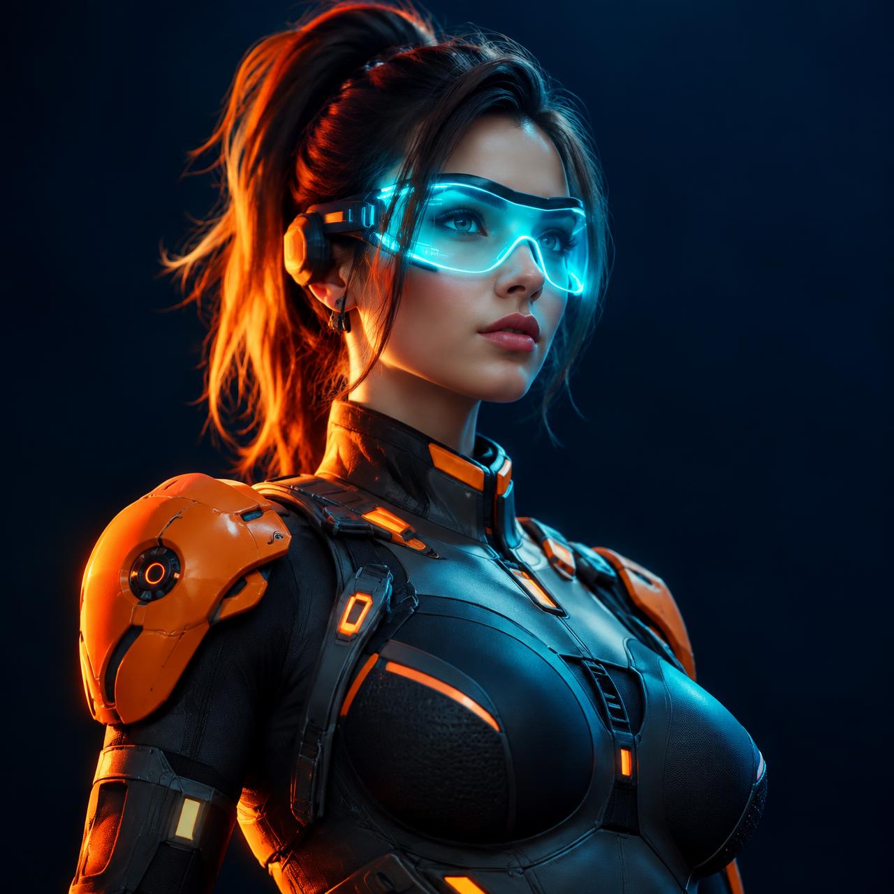 3D character render with glowing cyan visor